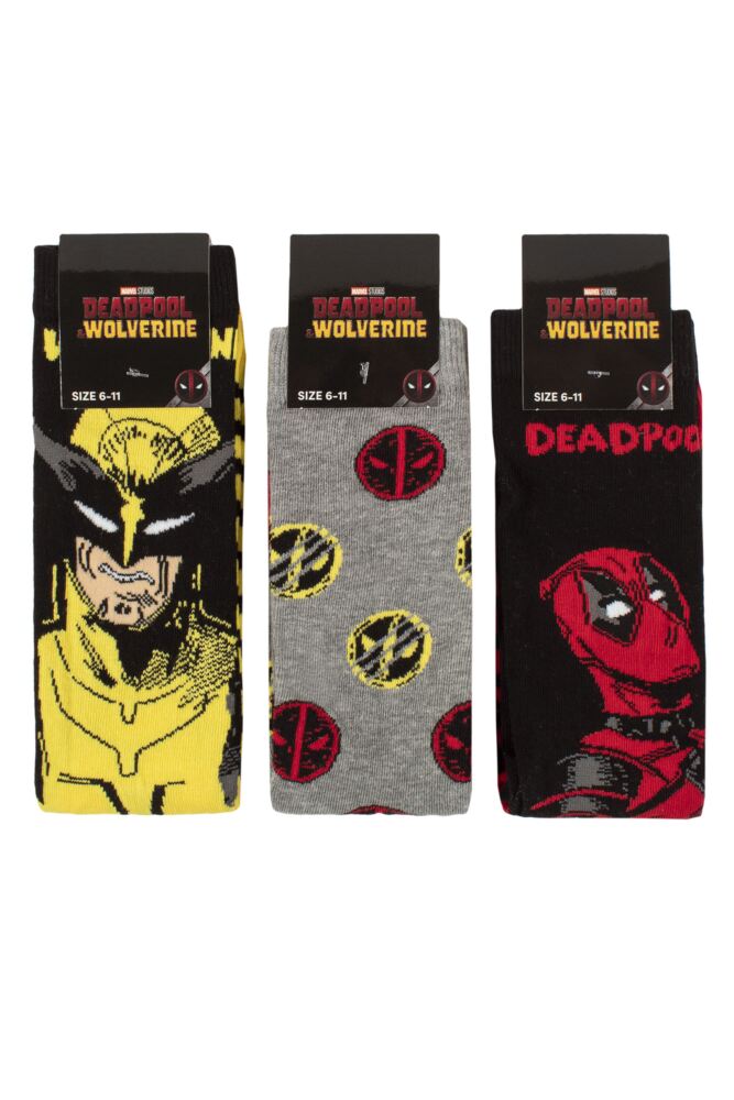 sockshop Film & TV CharactersMens Marvel Deadpool and Wolverine Cotton Socks 3-Pair