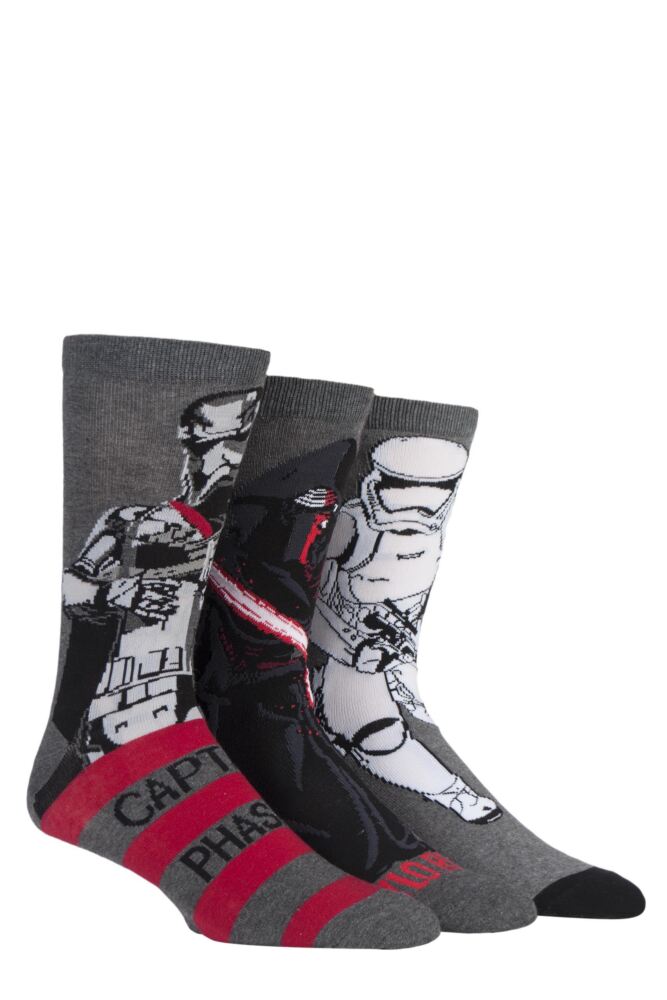 Sockshop Film & TV CharactersMens Star Wars Kylo Ren Captain Phasma & Storm Trooper Socks 3-Pair