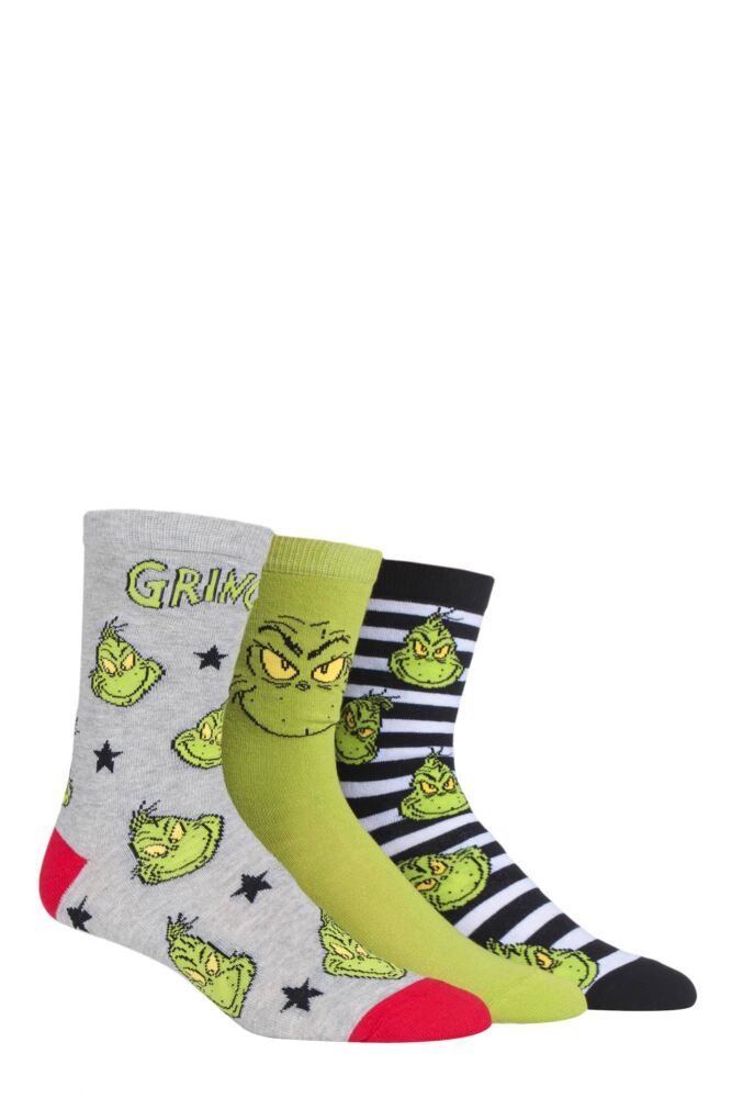 Sockshop Film & TV CharactersMens & Womens Cotton Grinch Socks 3-Pair