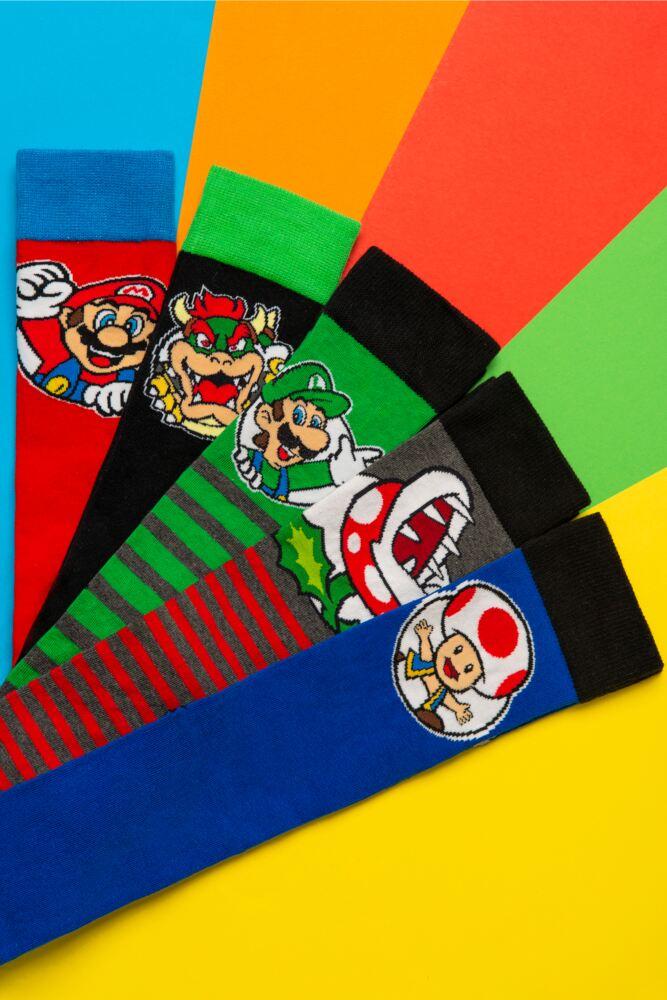 Sockshop Film & TV CharactersMens Womens & Kids Cotton Super Mario Character Socks 5-Pair