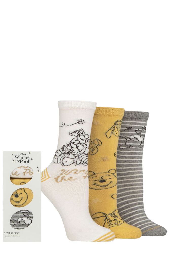 Sockshop Film & TV CharactersWomen's Winnie The Pooh Gift Box Cotton Socks – 3 Pair