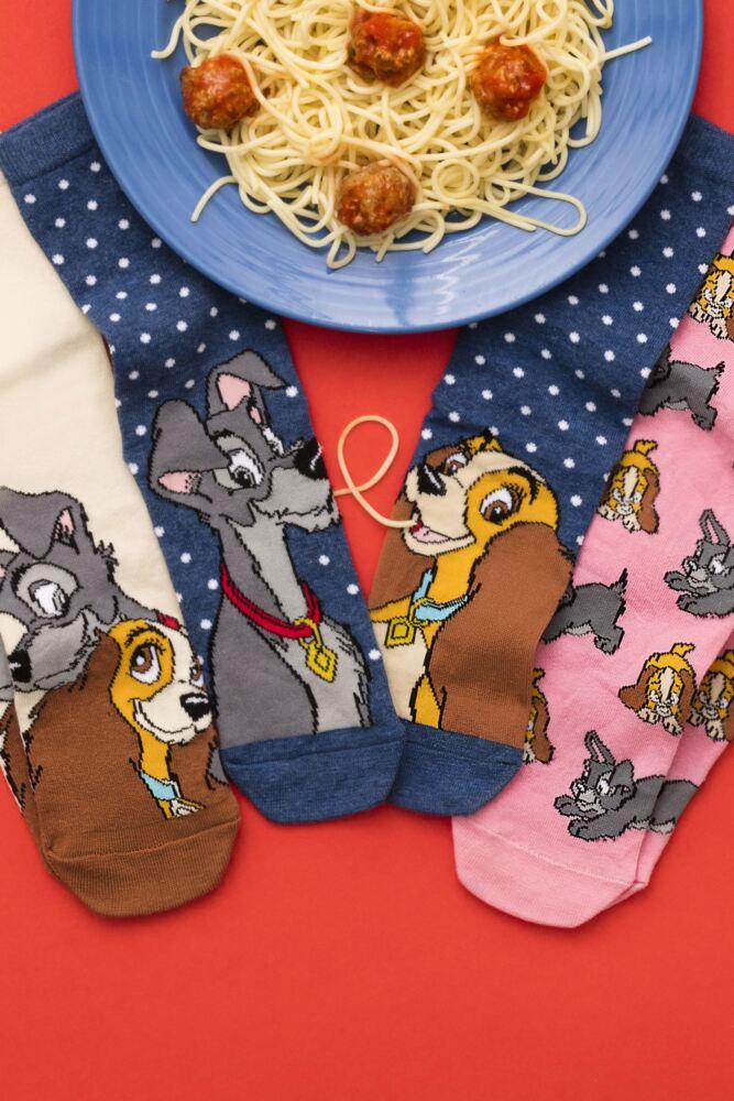 Sockshop Film & TV CharactersWomens Cotton Disney Lady & The Tramp Socks 3-Pair