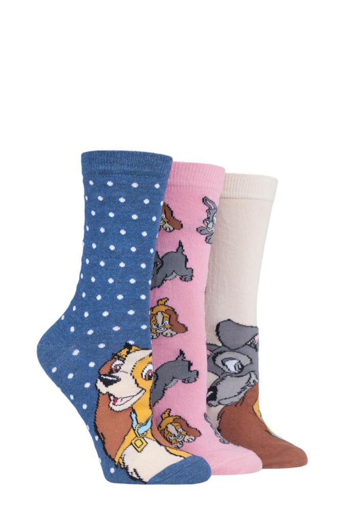 Sockshop Film & TV CharactersWomens Cotton Disney Lady & The Tramp Socks 3-Pair