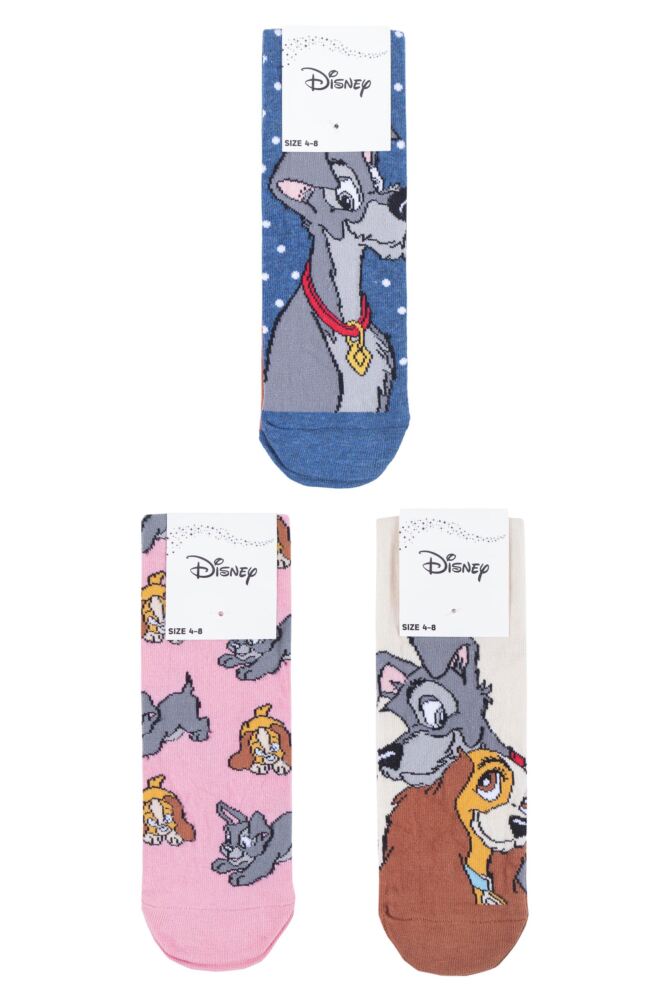 sockshop Film & TV CharactersWomens Cotton Disney Lady & the Tramp Socks 3-Pair