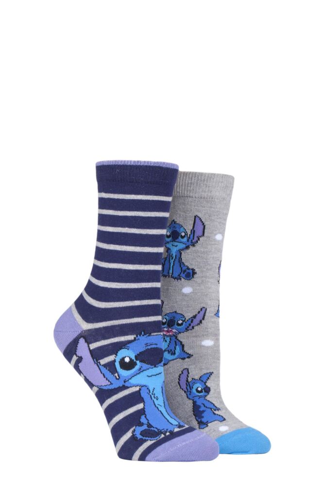 Sockshop Film & TV CharactersWomens Cotton Disney Lilo & Stitch Socks 2-Pair