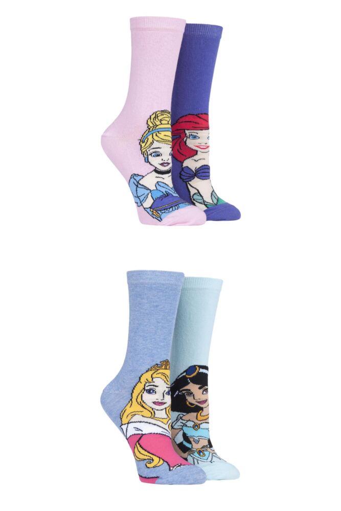 Sockshop Film & TV CharactersWomens Cotton Disney Princesses Socks 4-Pair