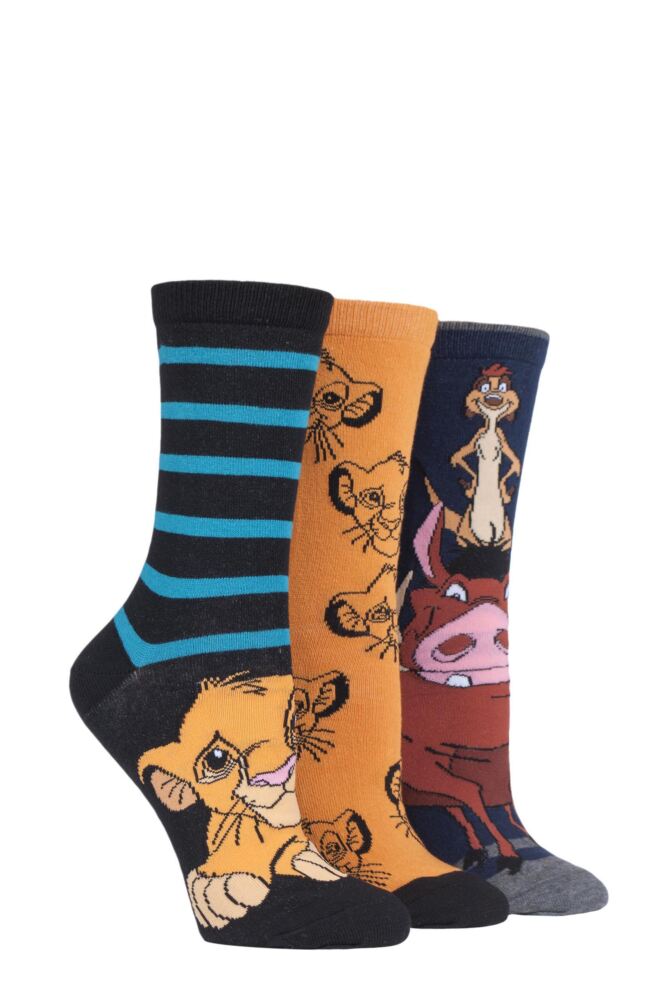 Sockshop Film & TV CharactersWomens Cotton Disney The Lion King Socks 3-Pair