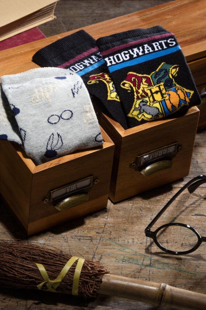 Sockshop Film & TV CharactersWomens Cotton Harry Potter Hogwarts & Golden Snitch Socks 2-Pair