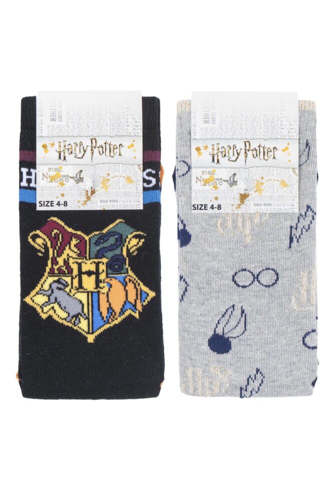 sockshop Film & TV CharactersWomens Cotton Harry Potter Hogwarts & Golden Snitch Socks 2-Pair