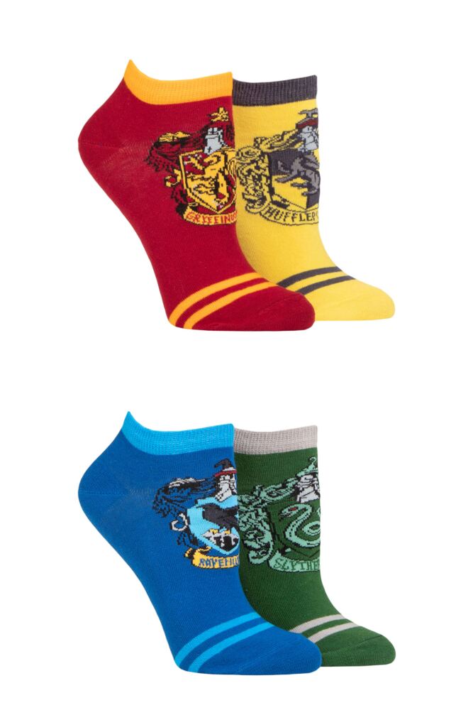 Sockshop Film & TV CharactersWomens Cotton Harry Potter House Badges Trainer Socks 4-Pair