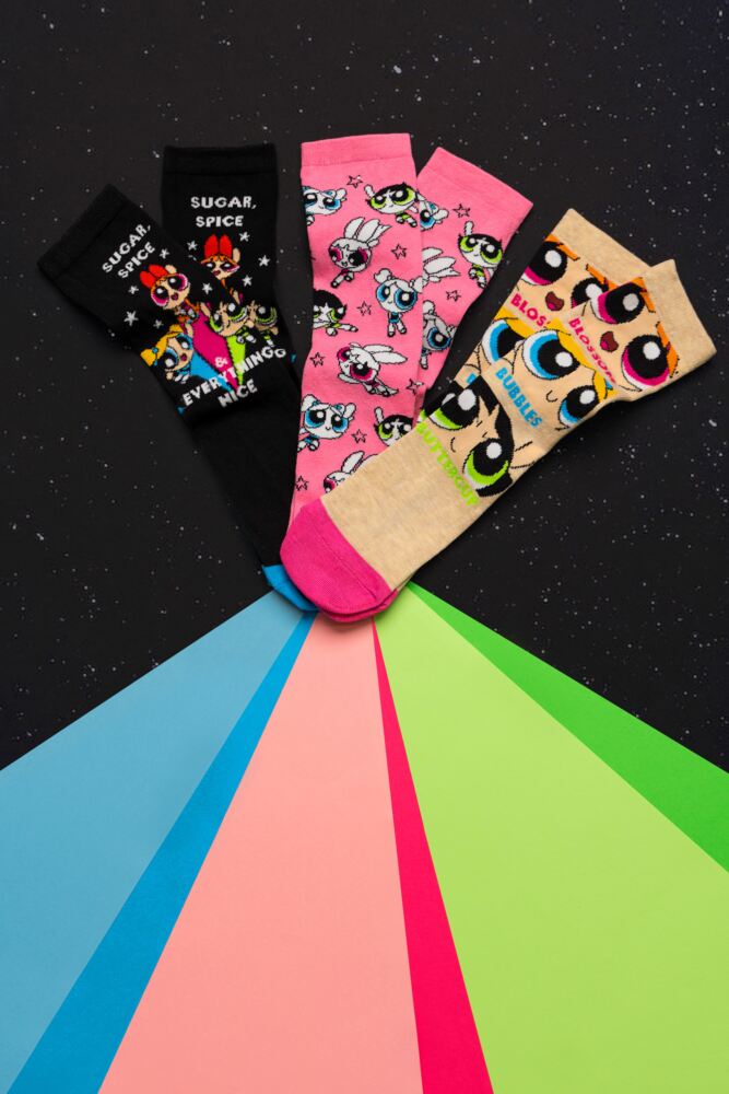 Sockshop Film & TV CharactersWomens Cotton Powerpuff Girls Socks 3-Pair