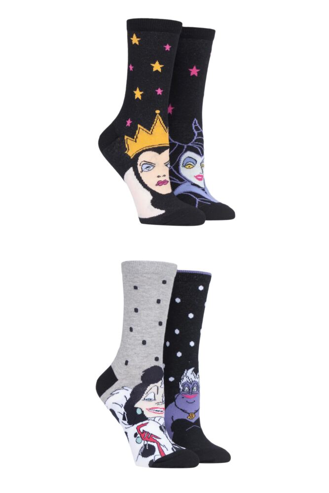 Sockshop Film & TV CharactersWomens Disney Villains Socks 4-Pair