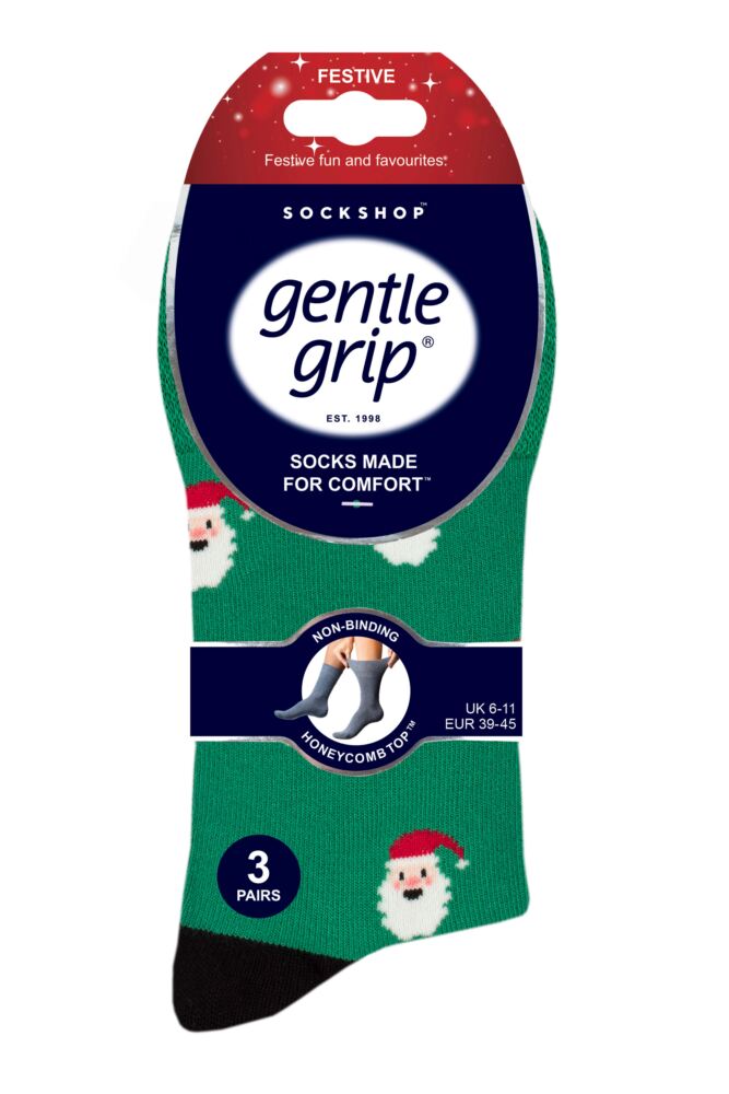 sockshop Gentle GripMens Bamboo Christmas Socks 3-Pair