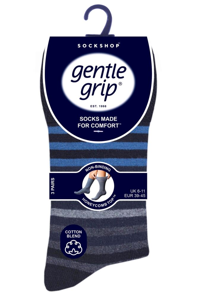 sockshop Gentle GripMens Cotton Argyle Patterned & Striped Socks 3-Pair