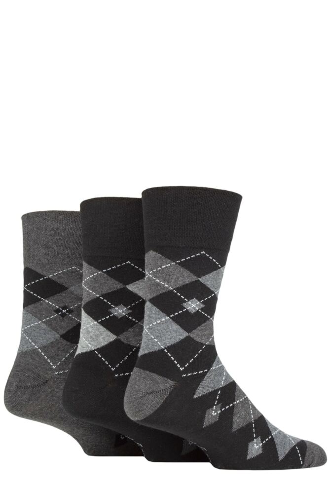 Sockshop Gentle GripMens Cotton Argyle Socks 3-Pair
