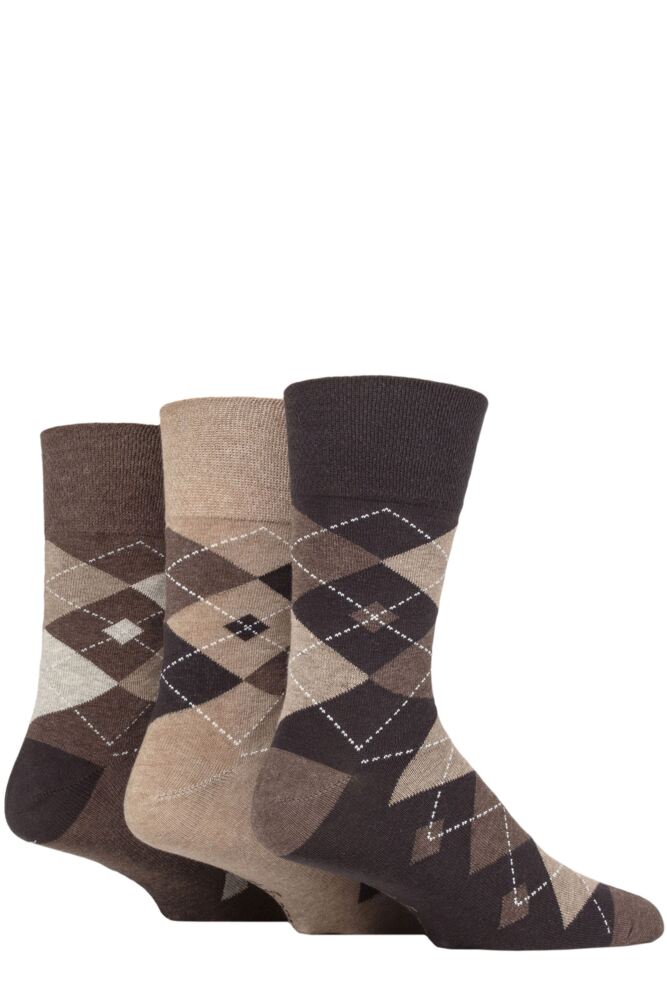 Sockshop Gentle GripMens Cotton Argyle Socks 3-Pair