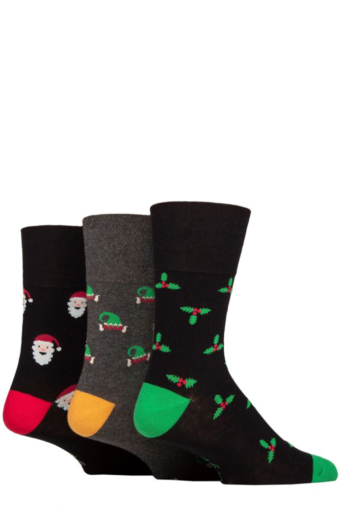 Sockshop Gentle GripMens Cotton Christmas Socks 3-Pair