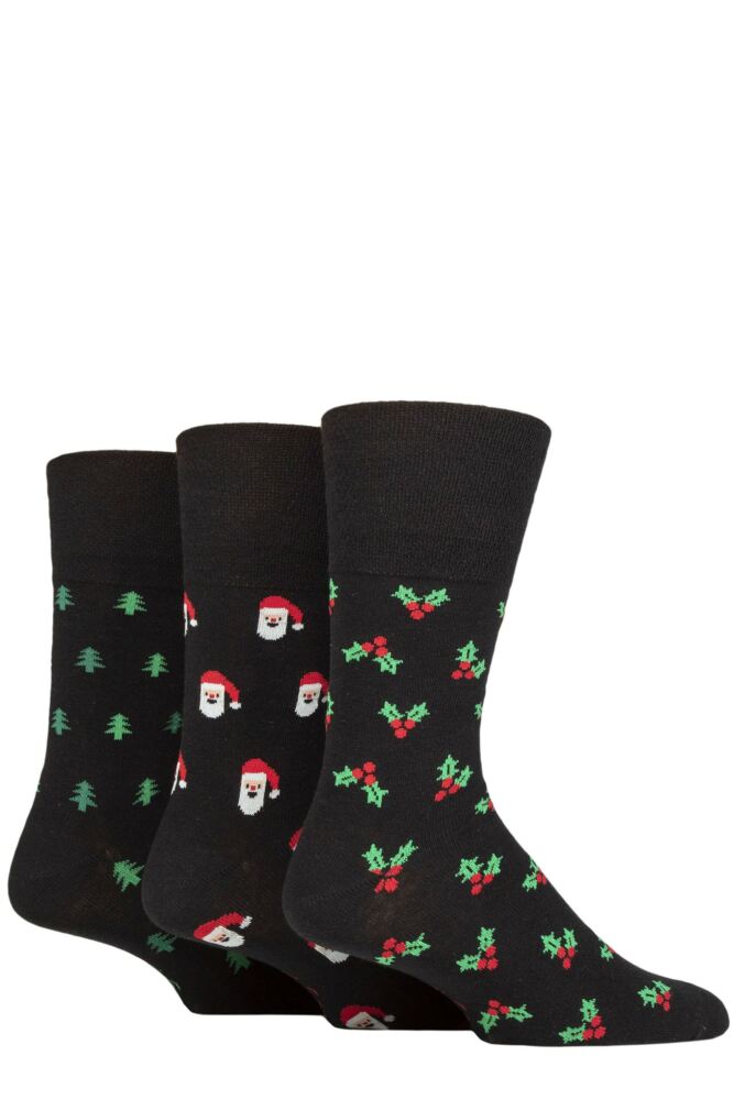 Sockshop Gentle GripMens Cotton Christmas Socks 3-Pair