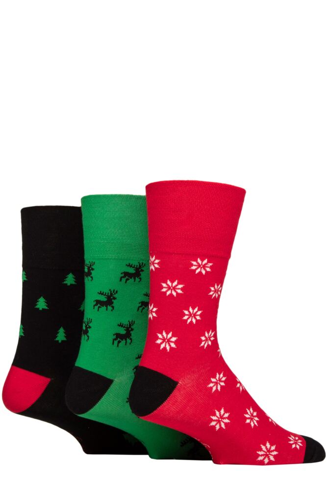 Sockshop Gentle GripMens Cotton Christmas Socks 3-Pair