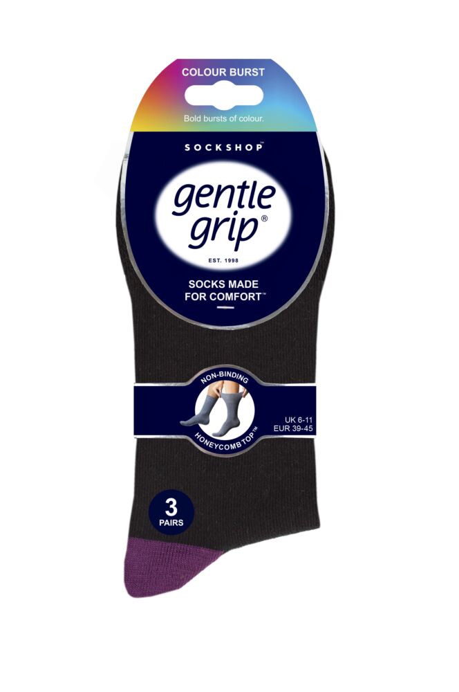 sockshop Gentle GripMens Cotton Colourburst Socks 3-Pair