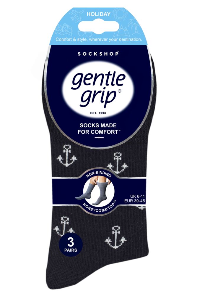sockshop Gentle GripMens Cotton Holiday Socks 3-Pair