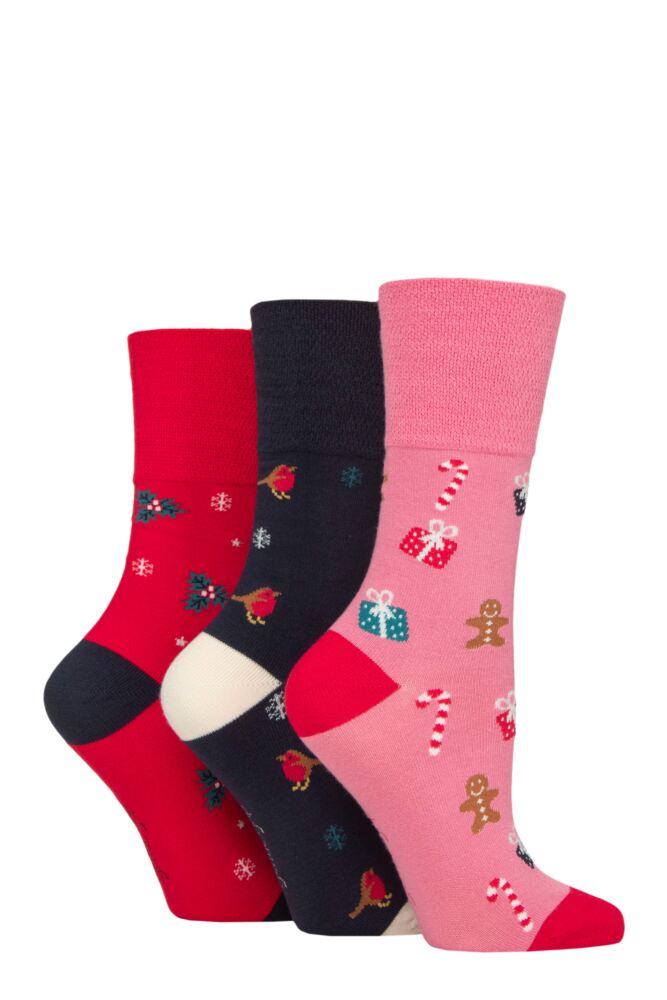 Sockshop Gentle GripWomens Bamboo Christmas Socks 3-Pair