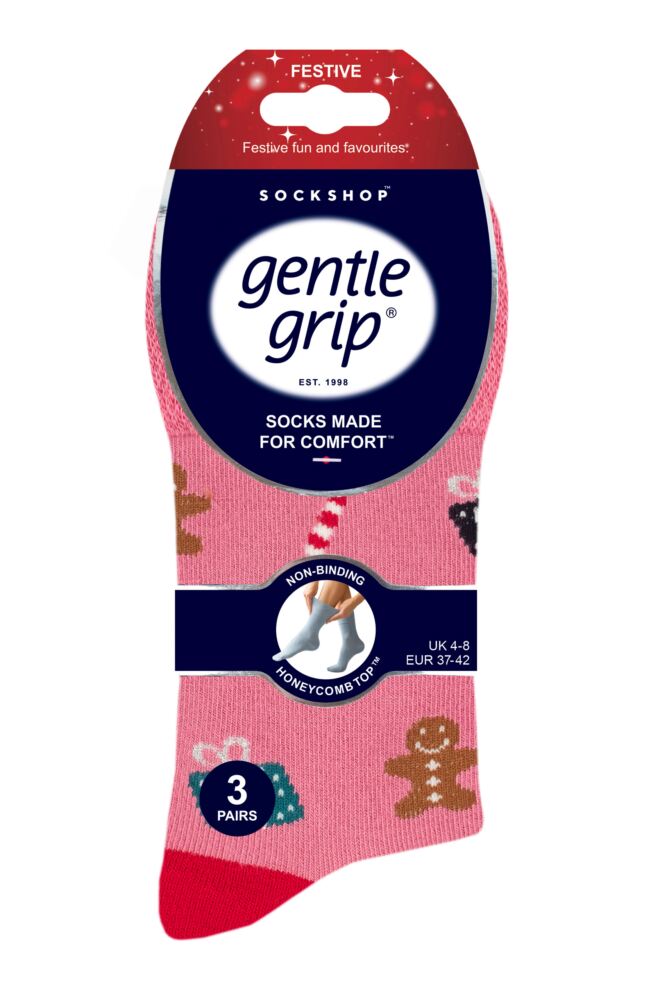 sockshop Gentle GripWomens Bamboo Christmas Socks 3-Pair