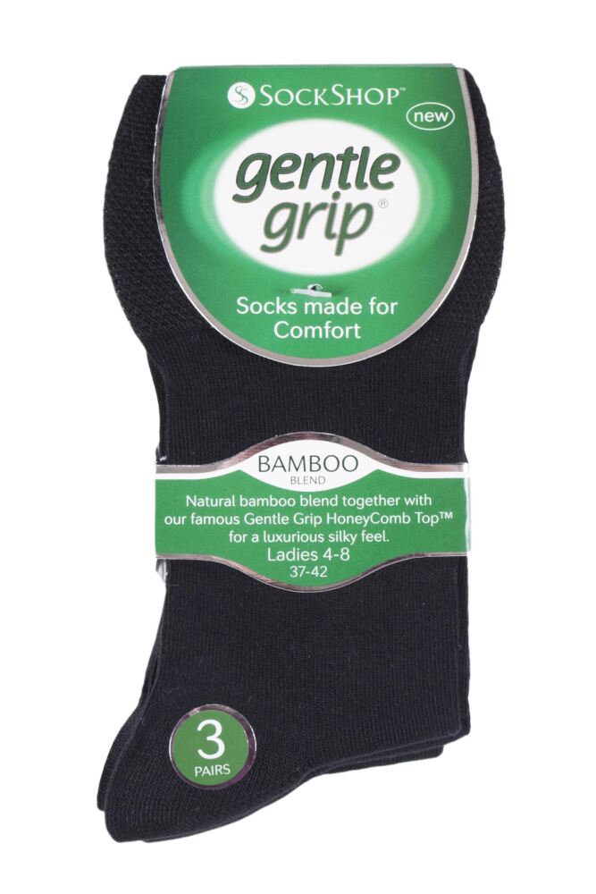 sockshop Gentle GripWomens Bamboo Plain Socks 3-Pair
