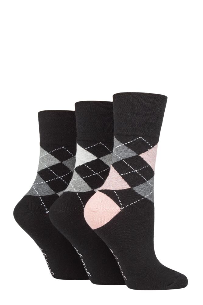 Sockshop Gentle GripWomens Cotton Argyle Patterned Socks 3-Pair