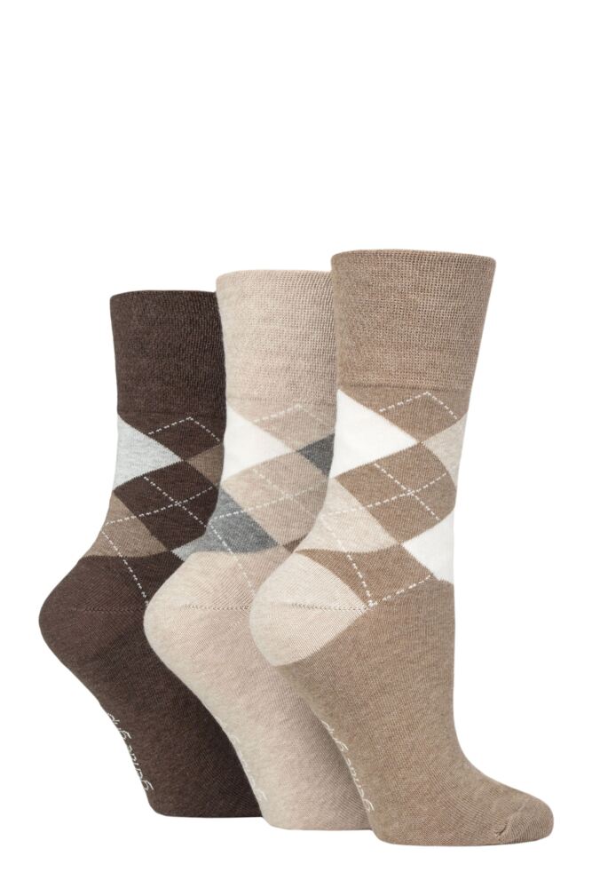 Sockshop Gentle GripWomens Cotton Argyle Patterned Socks 3-Pair