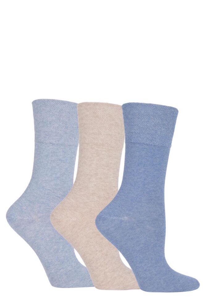 Sockshop Gentle GripWomens Cotton Eva Plain Socks 3-Pair