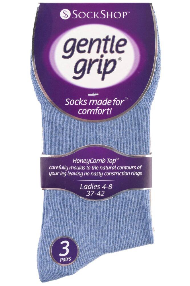 sockshop Gentle GripWomens Cotton Eva Plain Socks 3-Pair
