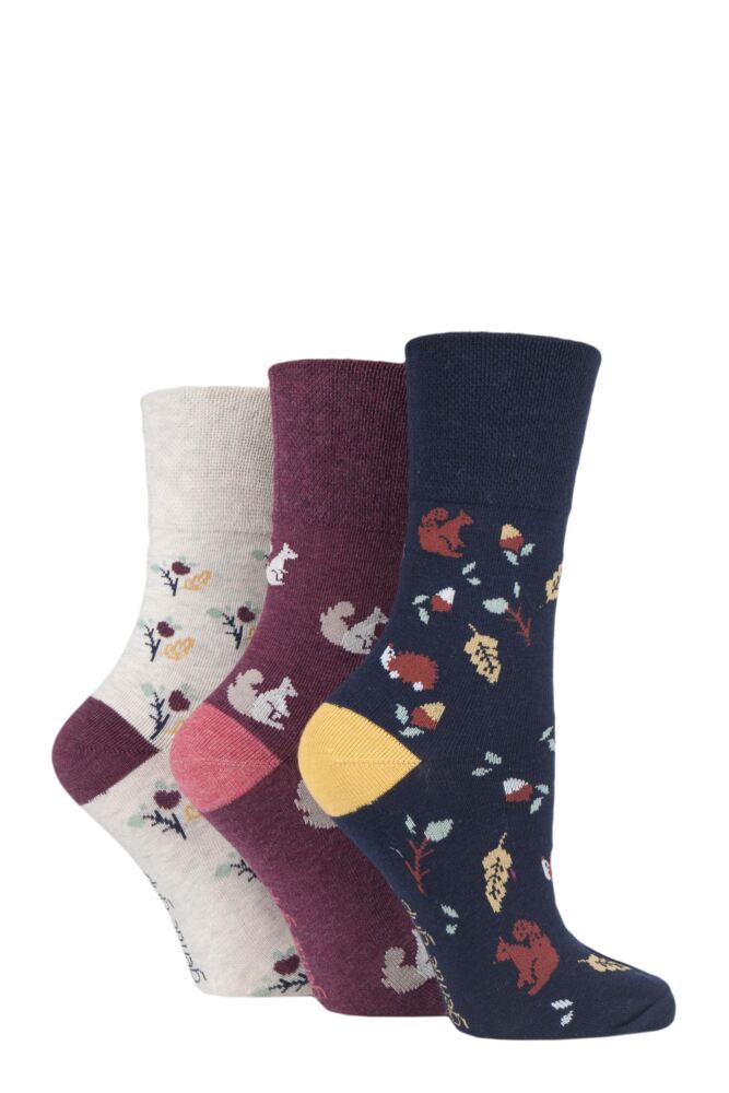 Sockshop Gentle GripWomens Cotton Fun Feet Socks 3-Pair
