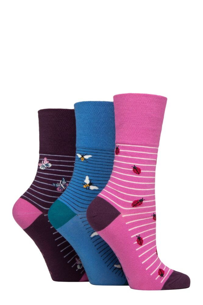 Sockshop Gentle GripWomens Cotton Fun Feet Socks 3-Pair