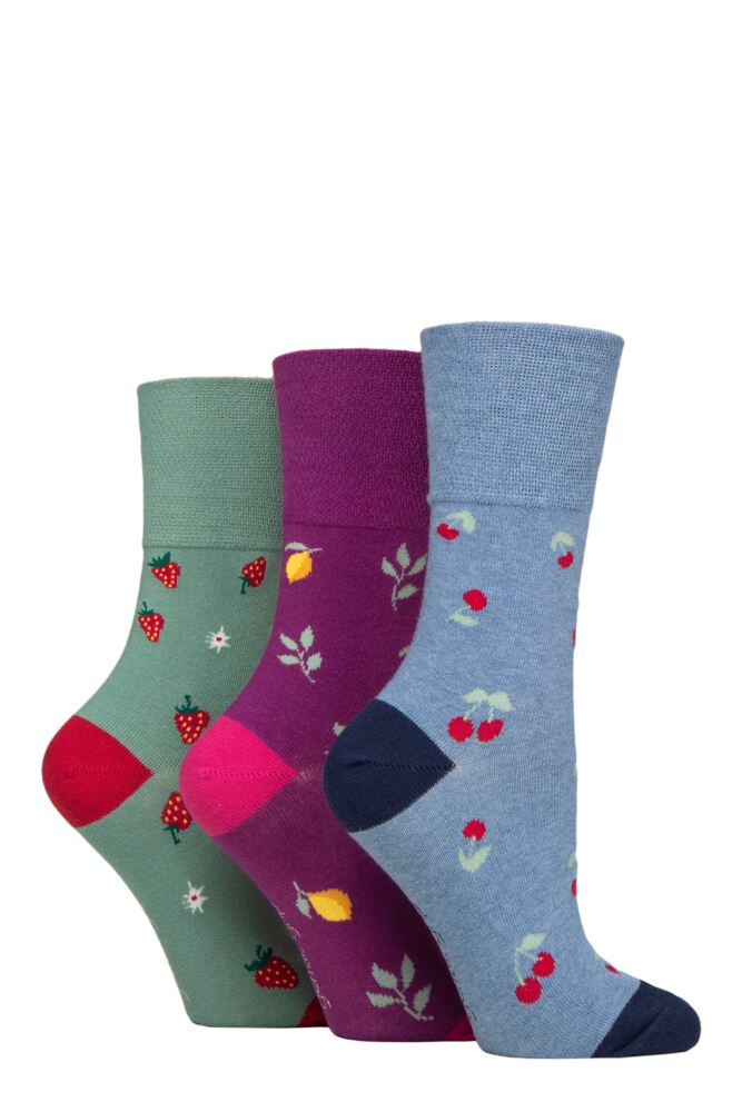 Sockshop Gentle GripWomens Cotton Fun Feet Socks 3-Pair