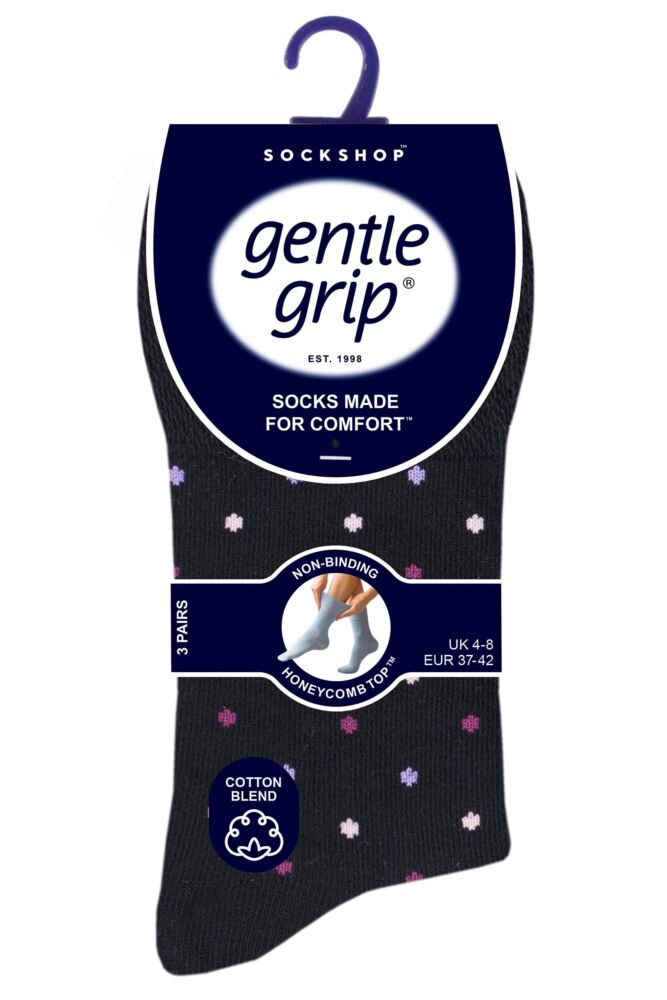 sockshop Gentle GripWomens Cotton Patterned & Striped Socks 3-Pair