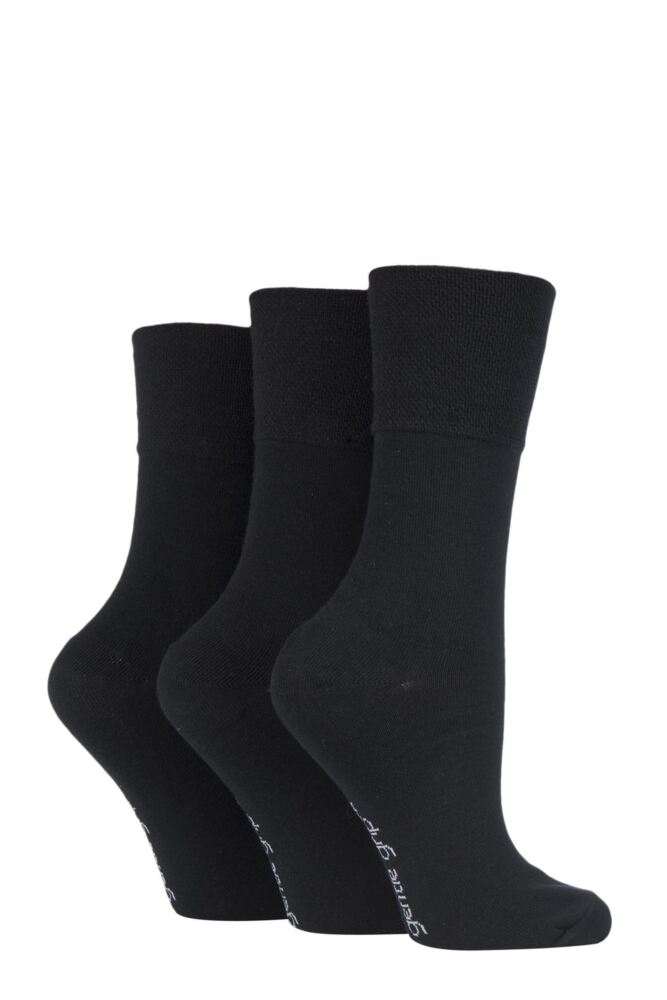 Sockshop Gentle GripWomens Cotton Plain Socks 3-Pair