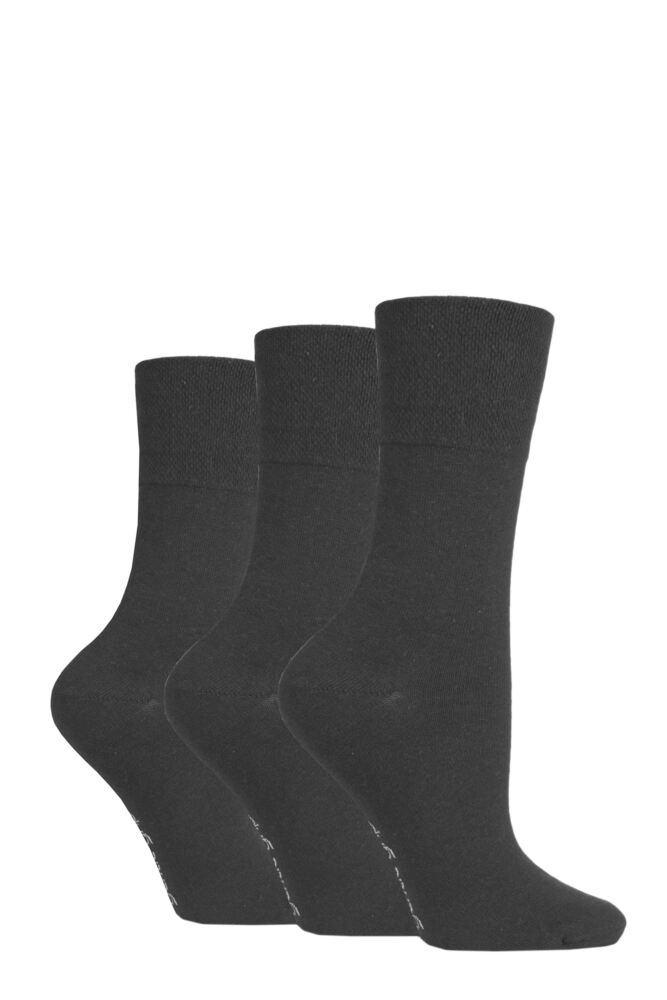Sockshop Gentle GripWomens Cotton Plain Socks 3-Pair