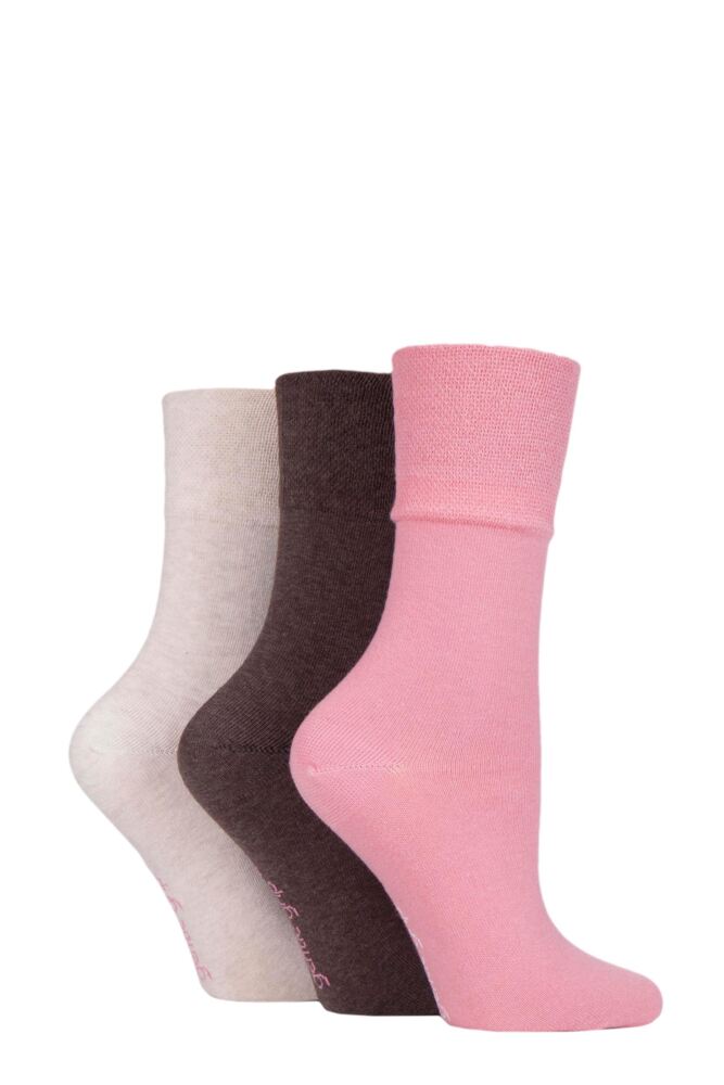 Sockshop Gentle GripWomens Cotton Plain Socks 3-Pair