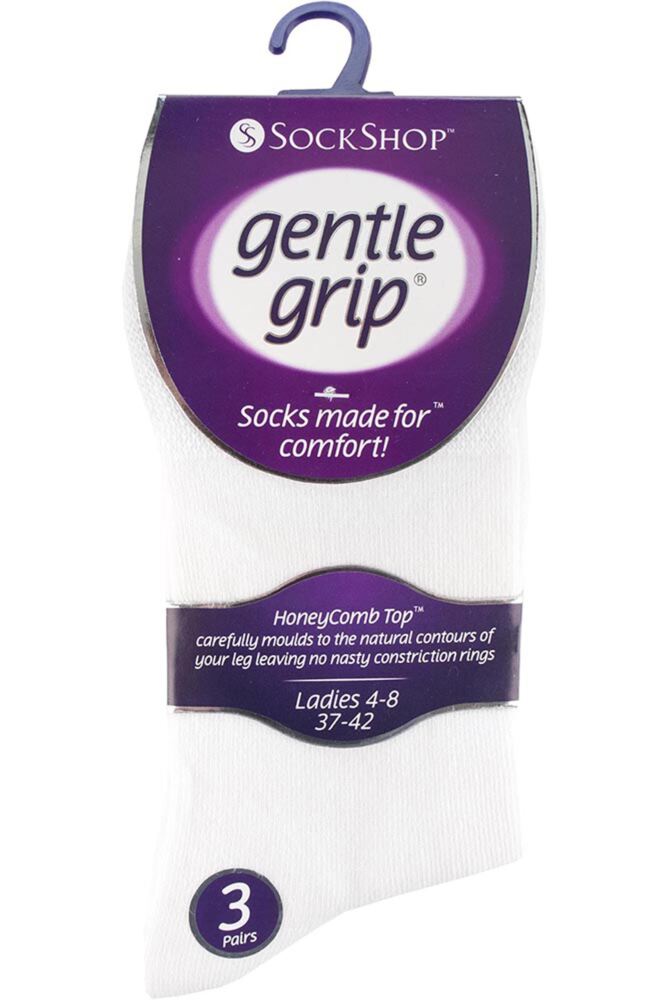 sockshop Gentle GripWomens Cotton Plain Socks 3-Pair