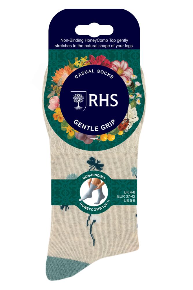 Sockshop Gentle GripWomens Cotton Royal Horticultural Society Patterned Socks 3-Pair