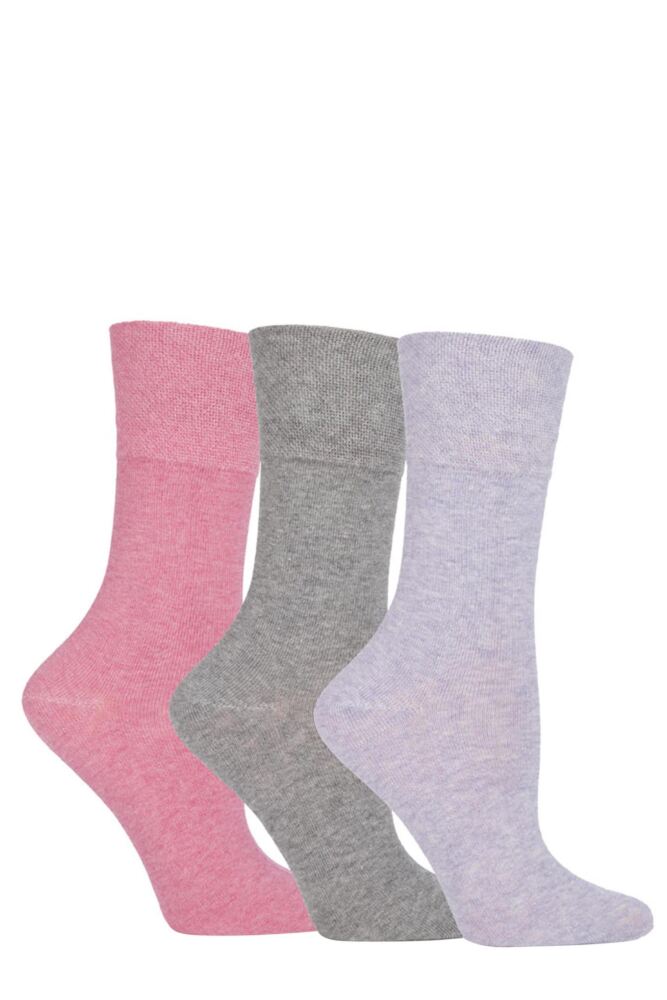 Sockshop Gentle GripWomens Cotton Sammy Plain Socks 3-Pair
