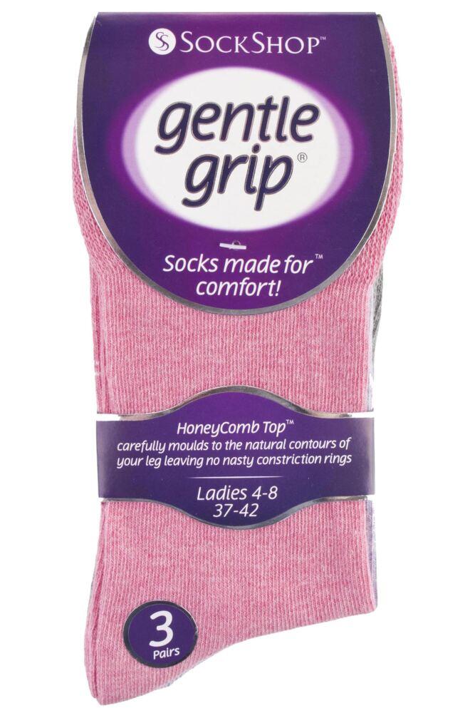 sockshop Gentle GripWomens Cotton Sammy Plain Socks 3-Pair