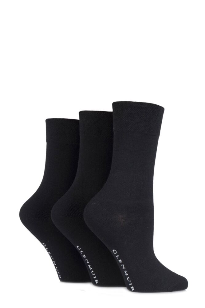Sockshop GlenmuirLadies Comfort Cuff Plain Bamboo Socks 3-Pair