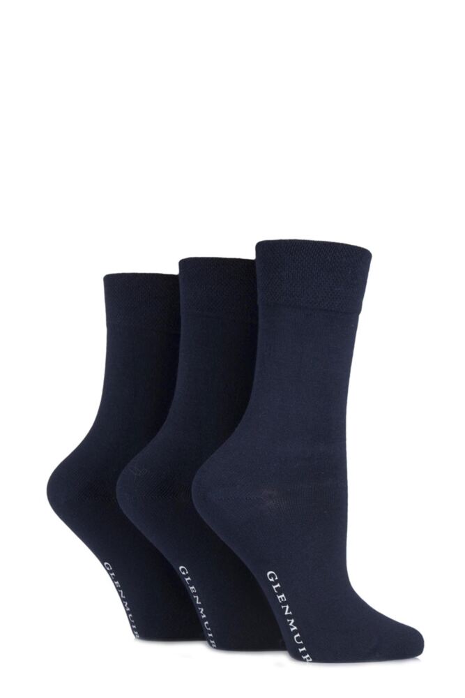 Sockshop GlenmuirLadies Comfort Cuff Plain Bamboo Socks 3-Pair