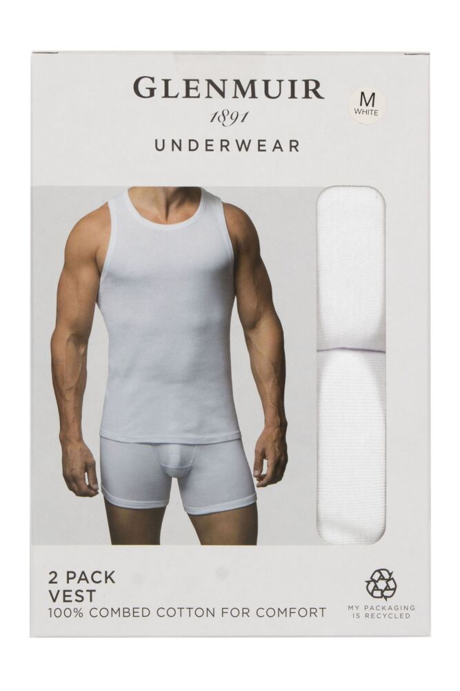 Sockshop GlenmuirMens 100% Combed Cotton Vest 2-Pack