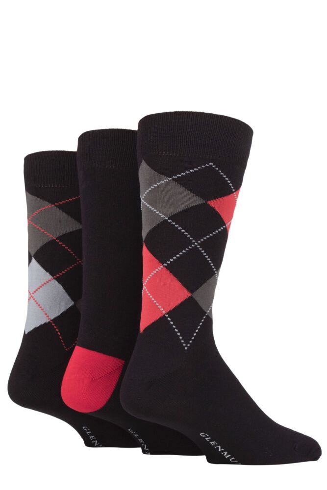 Sockshop GlenmuirMens Bamboo Classic Argyle Socks 3-Pair