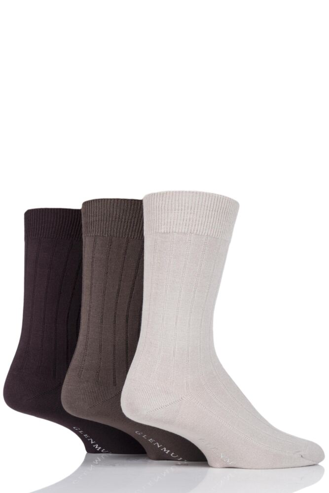 Sockshop GlenmuirMens Bamboo Classic Ribbed Socks 3-Pair