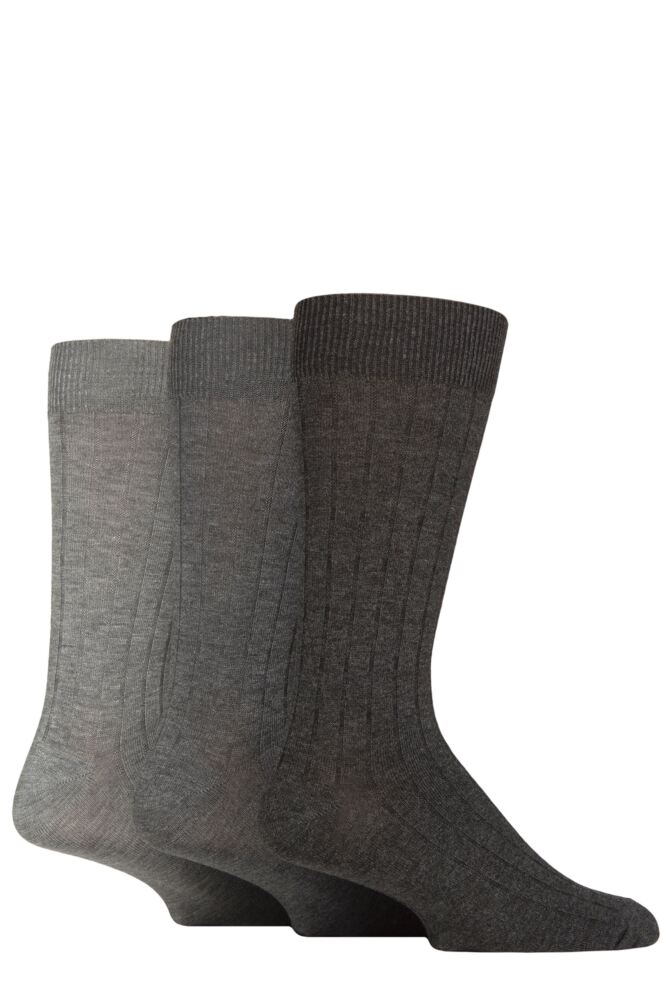 Sockshop GlenmuirMens Bamboo Classic Ribbed Socks 3-Pair
