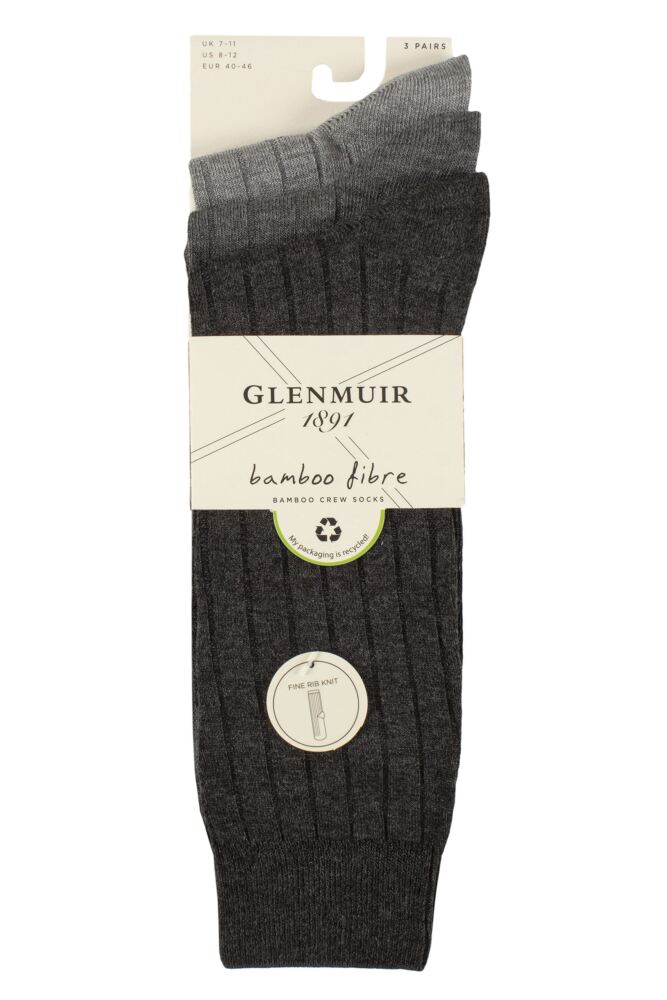 sockshop GlenmuirMens Bamboo Classic Ribbed Socks 3-Pair